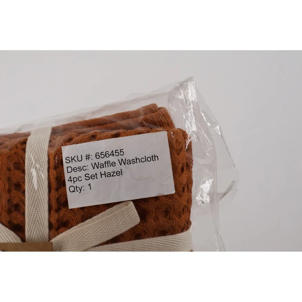 Waffle Washcloth 4pc Set Hazel Orange Brown OS NWT
